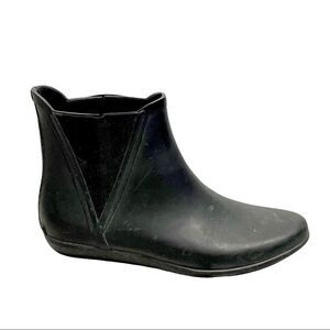 𝅺LOEFFLER RANDALL Black Ankle Waterproof Rubber Chelsea Rain Boot 8